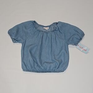 3/$15 Cat & Jack - Girls' Light Wash Chambray Size M (8) Short Sleeve Top